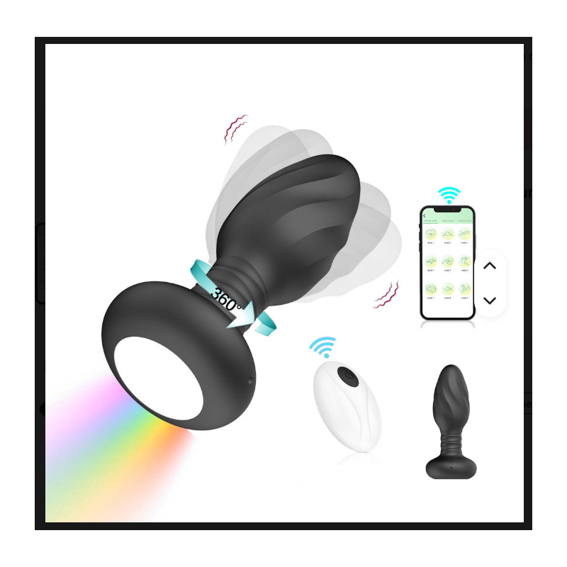 Plug Anal Vibrant & Rotatif 360° à Télécommande Sans Fil – Effets Lumineux LED